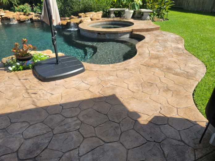 Stamped Concrete Pool Deck in Jersey Village image
