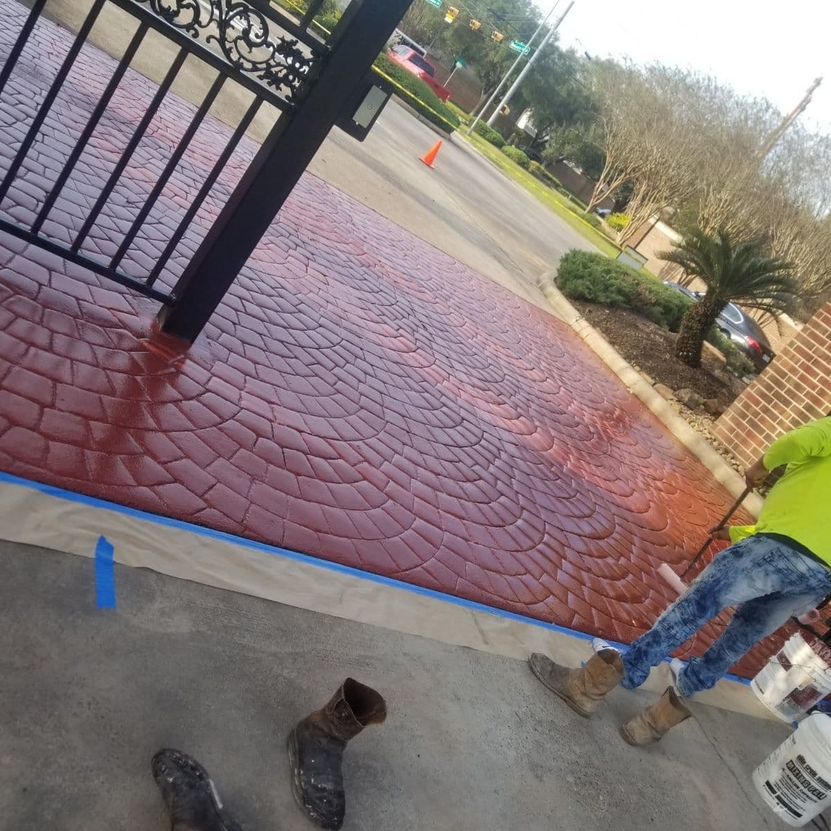 Stamped Concrete Entryway Transformation in Katy TX image