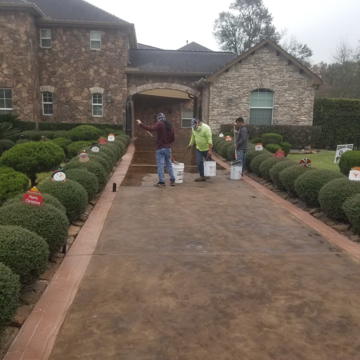 Driveway Makeover with Ameripolish Stain in Cypress TX image