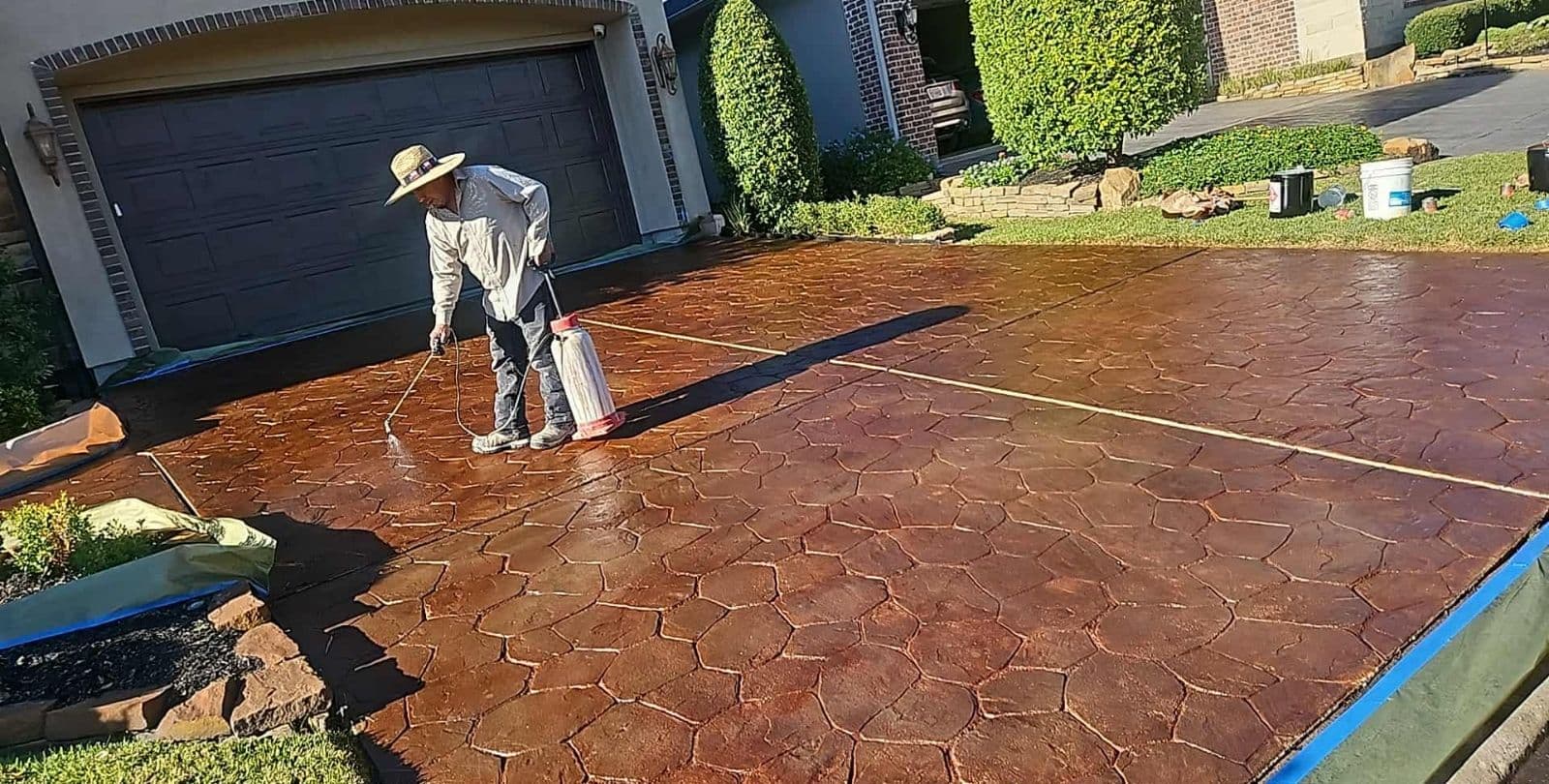 Gallery photos for Stunning Stained and Sealed Driveway Revamp in Cypress TX: Image #1