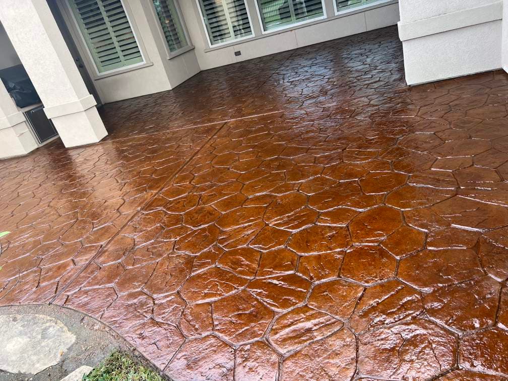 Project Glossy Stamped Concrete Patio Installation in Cypress TX image